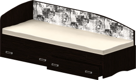 Кровать Софа-9 с мягкой спинкой с рисунком Милана (900х1900) Венге в Минусинске - minusinsk.katalogmebeli.com | фото 1