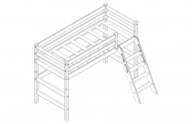 Кровать Соня вариант 6 полувысокая с наклонной лестницей Белый полупрозрачный в Минусинске - minusinsk.katalogmebeli.com | фото 3