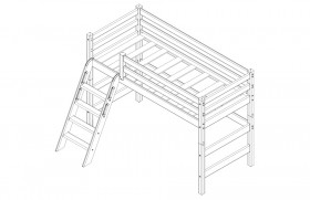 Кровать Соня вариант 6 полувысокая с наклонной лестницей Белый полупрозрачный в Минусинске - minusinsk.katalogmebeli.com | фото 4