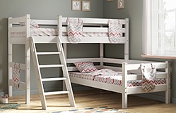 Кровать Соня вариант 8 угловая с наклонной лестницей Белый полупрозрачный в Минусинске - minusinsk.katalogmebeli.com | фото