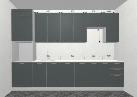 Кухня Квадро 3,2 м (высокие модули/Железо/Серый) в Минусинске - minusinsk.katalogmebeli.com | фото 3