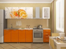 Кухонный гарнитур 1,8м Апельсин (Белый/Оранжевый металлик/Фотопечать апельсин) в Минусинске - minusinsk.katalogmebeli.com | фото 1