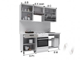 Кухня Салли 2.0 м с окапом (белый/сандал белый, серый/26 мм/дуб вотан) в Минусинске - minusinsk.katalogmebeli.com | фото 3