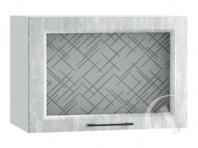 Либерти Шкаф верхний горизонтальный со стеклом ШВГС 609 (Холст грей/корпус белый) в Минусинске - minusinsk.katalogmebeli.com | фото