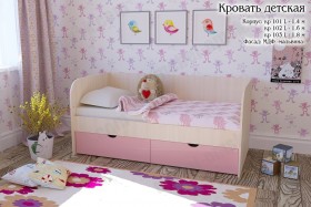 Мальвина Кровать детская 2 ящика 1.6 Розовыйй глянец в Минусинске - minusinsk.katalogmebeli.com | фото 1