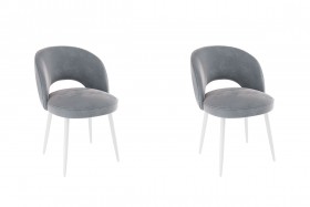 Набор стульев Моли 2 шт (серый велюр/белый) в Минусинске - minusinsk.katalogmebeli.com | фото