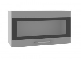 Ройс ВПГСФ 800 Шкаф верхний горизонтальный со стеклом с фотопечатью высокий (Белый софт/корпус Серый) в Минусинске - minusinsk.katalogmebeli.com | фото