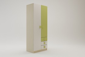 Шкаф 2-х створчатый с ящиками Эппл (Зеленый/Белый/корпус Клен) в Минусинске - minusinsk.katalogmebeli.com | фото 2