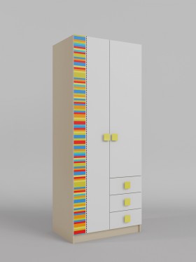 Шкаф 2-х створчатый с ящиками Клаксон без машинок (Белый/корпус Клен) в Минусинске - minusinsk.katalogmebeli.com | фото