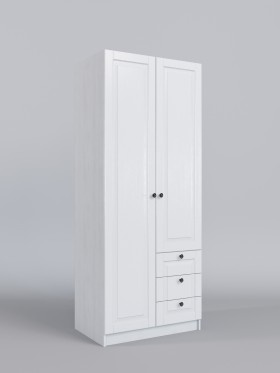 Шкаф 2-х створчатый с ящиками Классика (Белый/корпус Выбеленное дерево) в Минусинске - minusinsk.katalogmebeli.com | фото