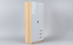 Шкаф 2-х створчатый с ящиками Лофт (Белый/корпус Дуб Сонома) в Минусинске - minusinsk.katalogmebeli.com | фото