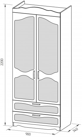 Шкаф 2-х створчатый с ящиками серии Иллюзия 08 Шоколад в Минусинске - minusinsk.katalogmebeli.com | фото 2