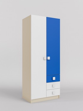 Шкаф 2-х створчатый с ящиками Скай (Синий/Белый/корпус Клен) в Минусинске - minusinsk.katalogmebeli.com | фото