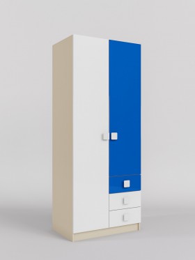 Шкаф 2-х створчатый с ящиками Скай люкс (Синий/Белый/корпус Клен) в Минусинске - minusinsk.katalogmebeli.com | фото