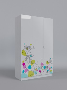 Шкаф 3-х створчатый с ящиками Флёр (Белый/корпус Выбеленное дерево) в Минусинске - minusinsk.katalogmebeli.com | фото