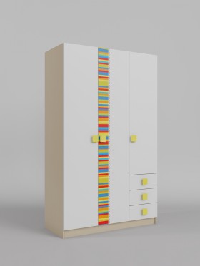Шкаф 3-х створчатый с ящиками Клаксон без машинок (Белый/корпус Клен) в Минусинске - minusinsk.katalogmebeli.com | фото 1