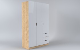 Шкаф 3-х створчатый с ящиками Лофт (Белый/корпус Дуб Сонома) в Минусинске - minusinsk.katalogmebeli.com | фото