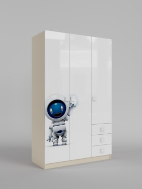 Шкаф 3-х створчатый с ящиками Санни (Белый/корпус Клен) в Минусинске - minusinsk.katalogmebeli.com | фото