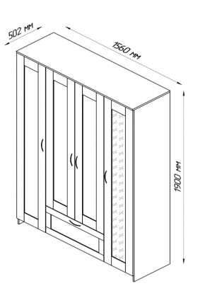 Шкаф четырехдверный Сириус с 1 зеркалом и 1 ящиком белый в Минусинске - minusinsk.katalogmebeli.com | фото 3