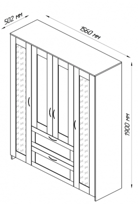 Шкаф четырехдверный Сириус с 1 зеркалом и 2 ящиками белый в Минусинске - minusinsk.katalogmebeli.com | фото 2