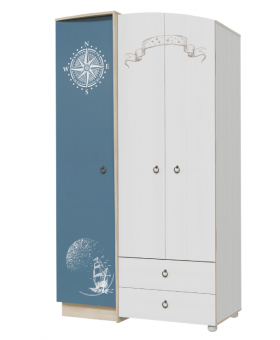 Шкаф для одежды Бриз 1200 Дуб ривьера/ Рамух белый/синий в Минусинске - minusinsk.katalogmebeli.com | фото