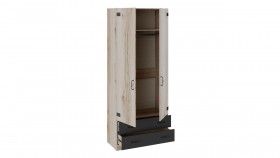 Шкаф для одежды комбинированный «Окланд» (Фон Черный/Дуб Делано) в Минусинске - minusinsk.katalogmebeli.com | фото 2