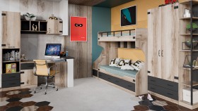 Шкаф для одежды комбинированный «Окланд» (Фон Черный/Дуб Делано) в Минусинске - minusinsk.katalogmebeli.com | фото 4