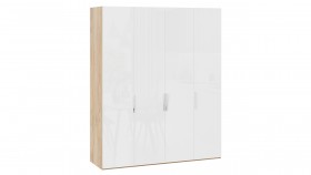Шкаф для одежды с 4 глухими дверями «Эмбер» Яблоня Беллуно/Белый глянец в Минусинске - minusinsk.katalogmebeli.com | фото 1