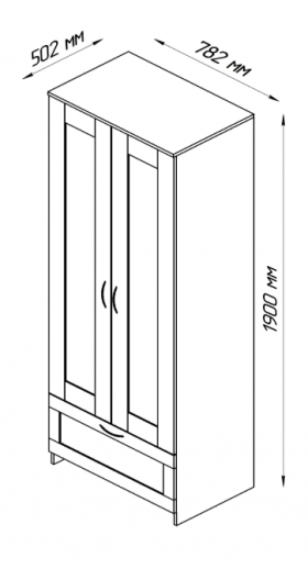 Шкаф двухдверный Сириус с 1 ящиком белый в Минусинске - minusinsk.katalogmebeli.com | фото 2