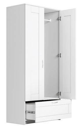 Шкаф двухдверный Сириус с 1 ящиком белый в Минусинске - minusinsk.katalogmebeli.com | фото 3