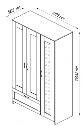 Шкаф трехдверный Сириус с зеркалом и 1 ящиком белый в Минусинске - minusinsk.katalogmebeli.com | фото 2
