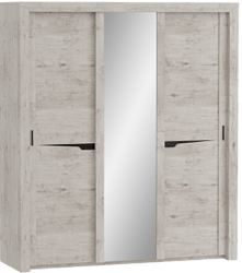 Шкаф трехдверный Соренто с раздвижными дверями Дуб бонифаций/Кофе структурный матовый в Минусинске - minusinsk.katalogmebeli.com | фото 1