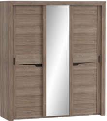 Шкаф трехдверный Соренто с раздвижными дверями Дуб стирлинг/Кофе структурный матовый в Минусинске - minusinsk.katalogmebeli.com | фото 1