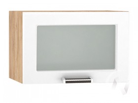 Шкаф верхний со стеклом Прага ШВГС 500 (Белое дерево/корпус дуб крафт золотой) в Минусинске - minusinsk.katalogmebeli.com | фото