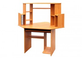 Угловой компьютерный стол (Вишня Оксфорд) в Минусинске - minusinsk.katalogmebeli.com | фото