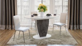 Стол обеденный «Монреаль» Тип 1 (Белый глянец/Моод темный) в Минусинске - minusinsk.katalogmebeli.com | фото