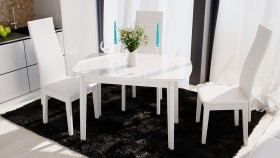 Стол обеденный «Портофино» (Белый глянец/Стекло белое) в Минусинске - minusinsk.katalogmebeli.com | фото
