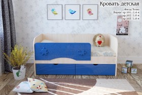 Техно Кровать детская 2 ящика 1.6 Синий глянец в Минусинске - minusinsk.katalogmebeli.com | фото 1